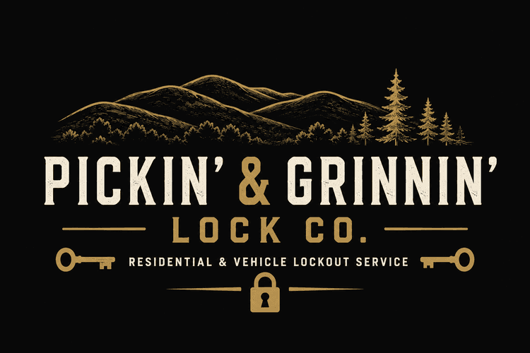 Pickin’ & Grinnin’ Lock Co. logo